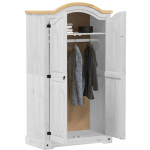 Weißer Kiefer Massivholz Kleiderschrank 102x186 cm