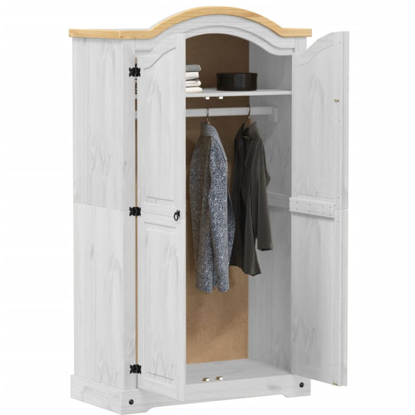 Weißer Kiefer Massivholz Kleiderschrank 102x186 cm