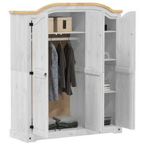 Weißer Kiefer Massivholz Kleiderschrank 151,5cm