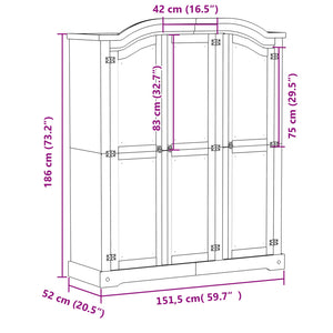 Weißer Kiefer Massivholz Kleiderschrank 151,5cm