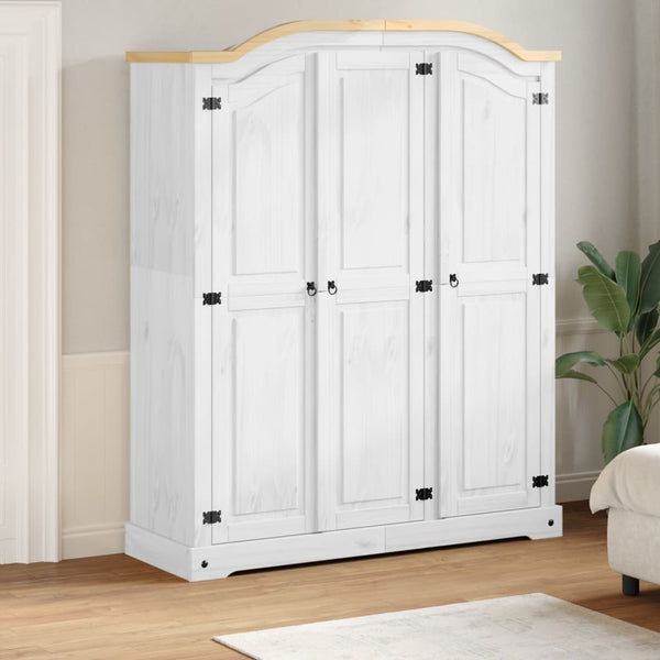 Weißer Kiefer Massivholz Kleiderschrank 151,5cm