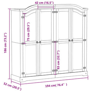 Massivholz Kleiderschrank Kiefer 194 cm