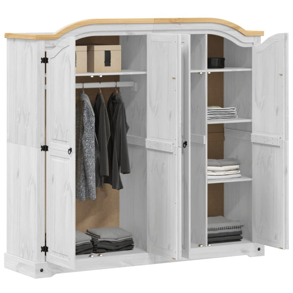 Kleiderschrank Corona Weiß Kiefer Massivholz