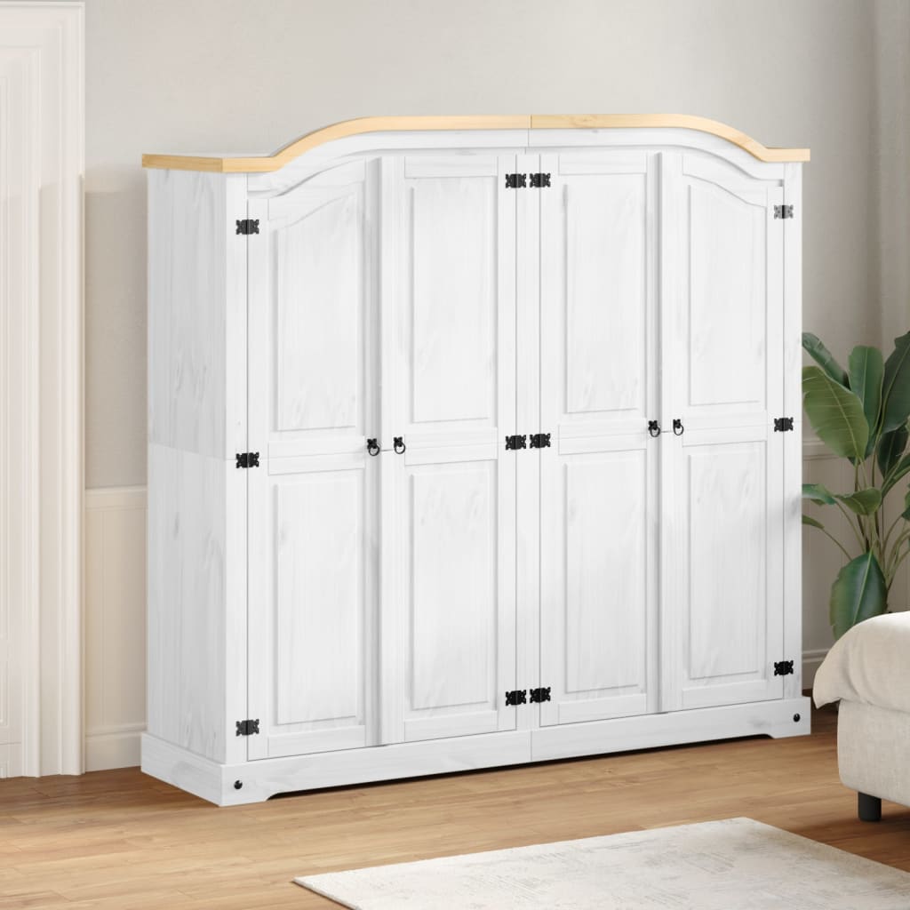 Kleiderschrank Corona Weiß Kiefer Massivholz