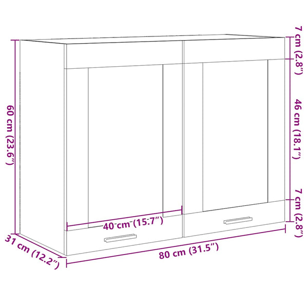 Hängeglasschrank Lyon Sonoma-Eiche 80 cm