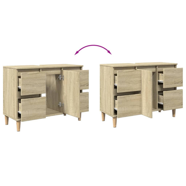Waschbeckenunterschrank Sonoma-Eiche 80 cm
