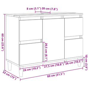 Waschbeckenunterschrank Sonoma-Eiche 80 cm