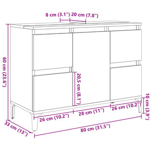 Waschbeckenunterschrank Sonoma-Eiche 80 cm