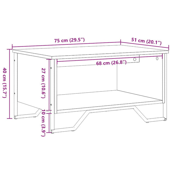 Schwarzer Couchtisch 75x51 cm