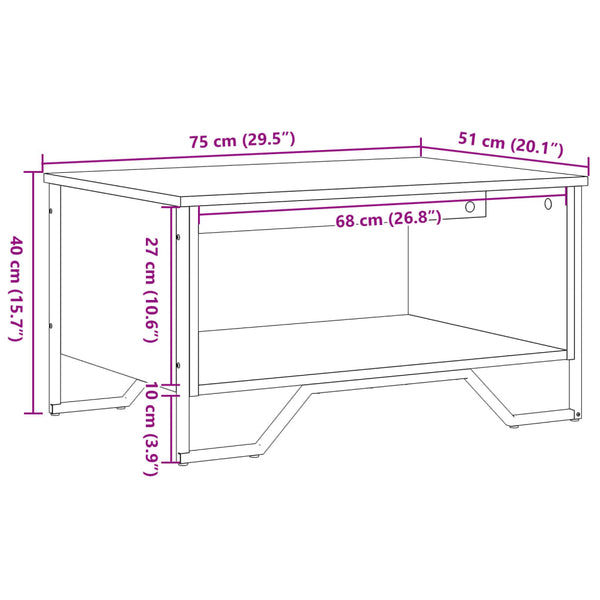 Couchtisch Grau Sonoma 75x51 cm