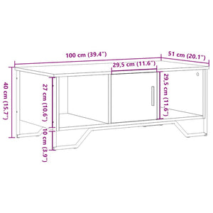 Schwarzer Couchtisch 100x51 cm