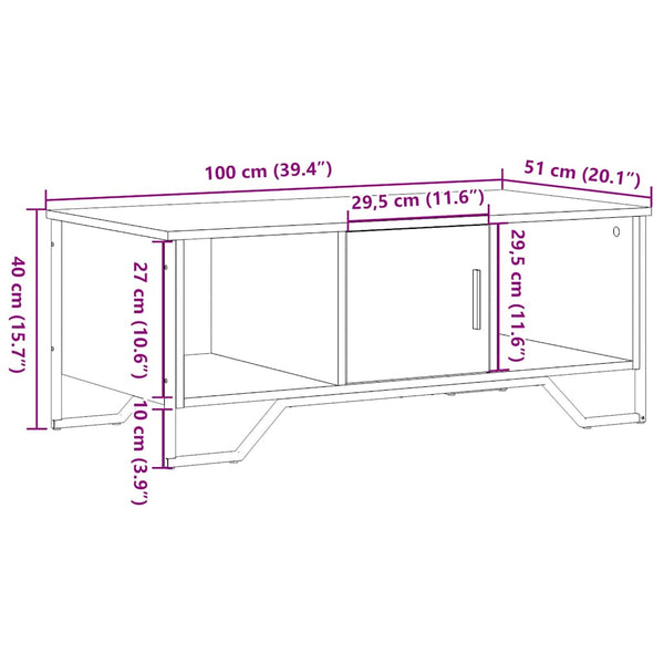 Schwarzer Couchtisch 100x51 cm