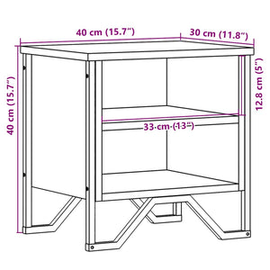 Nachttisch Schwarz 2er Set 40x30x40cm