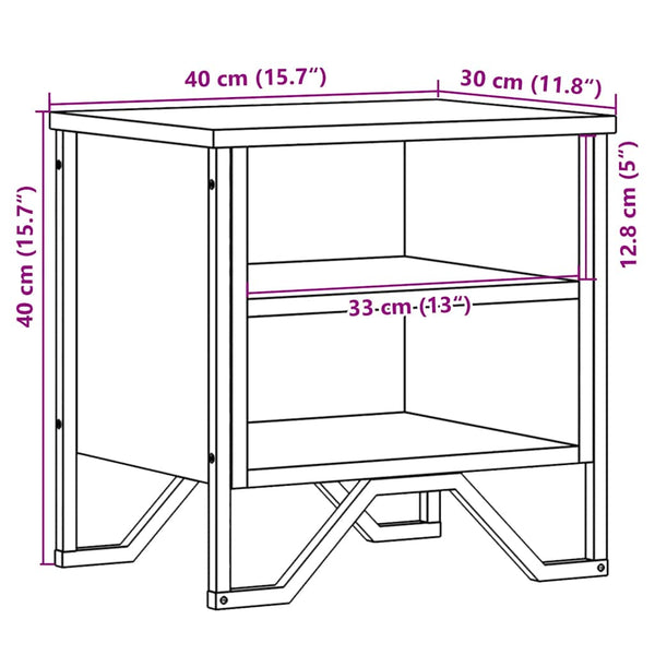 Nachttisch Schwarz 2er Set 40x30x40cm