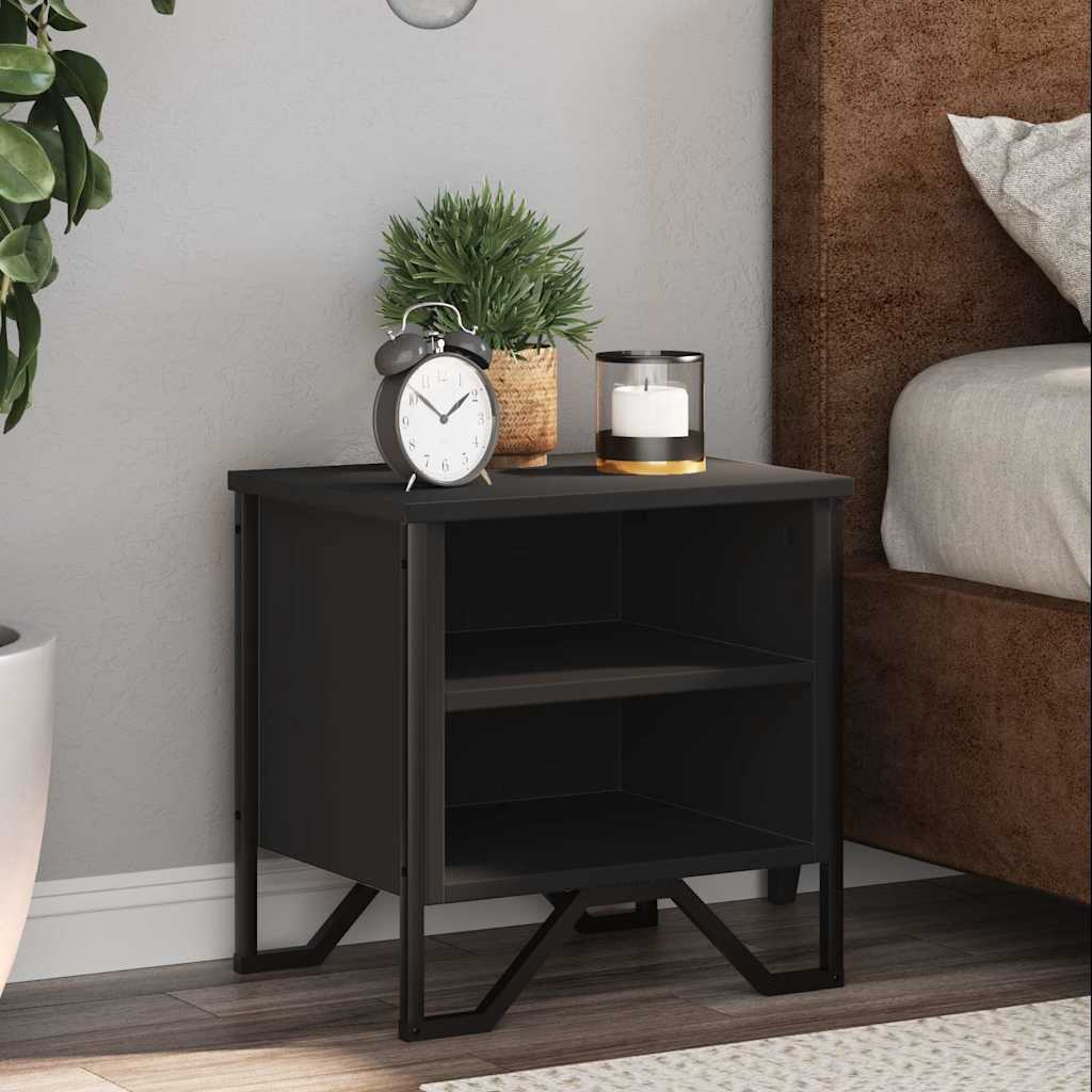 Nachttisch Schwarz 2er Set 40x30x40cm