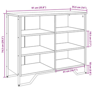 Graues Sonoma Sideboard, 91 cm