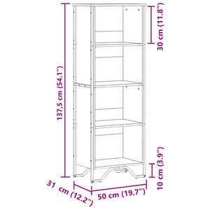 Schwarzes Bücherregal 50x31x137,5 cm