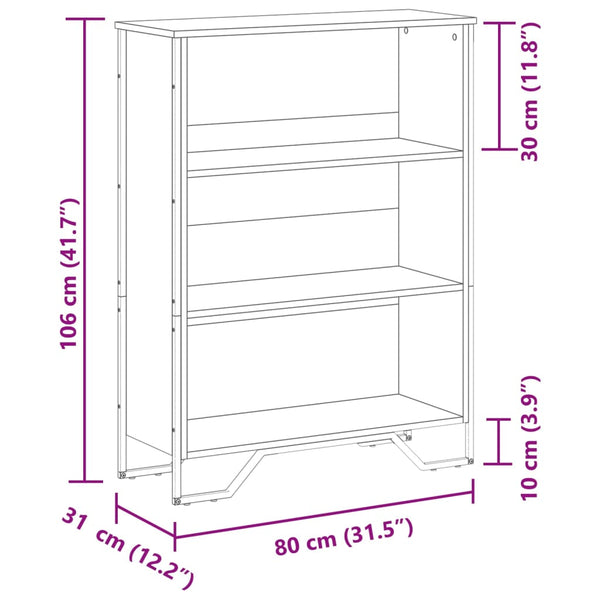 Bücherregal Schwarz 80x31x106 cm