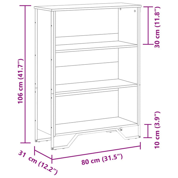Bücherregal Grau Sonoma 80x106 cm