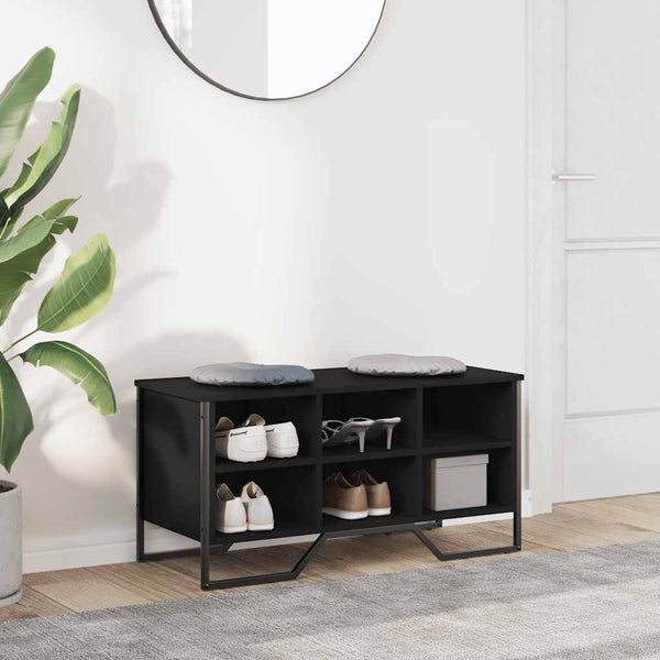 Schuhregal Schwarz 90 cm Holz