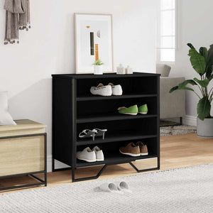 Schuhregal Schwarz 80 cm Holz