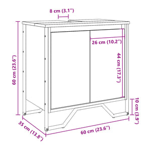 Waschbeckenunterschrank Braun Eichenoptik 60 cm