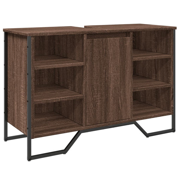 Waschbeckenunterschrank Braun Eichen-Optik 91 cm