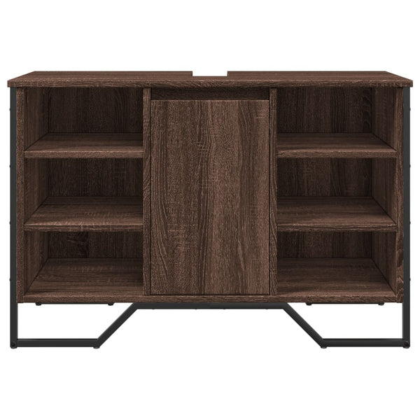 Waschbeckenunterschrank Braun Eichen-Optik 91 cm
