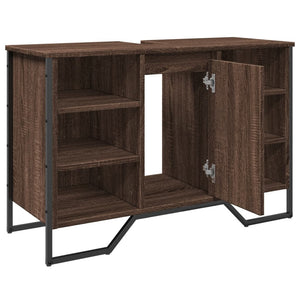Waschbeckenunterschrank Braun Eichen-Optik 91 cm