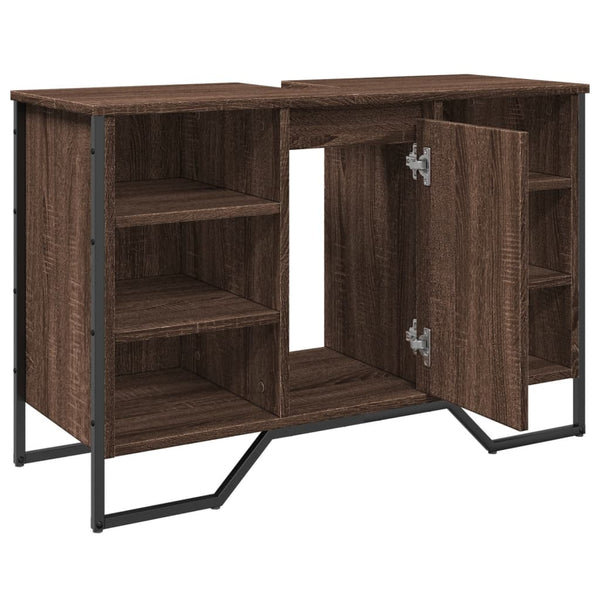 Waschbeckenunterschrank Braun Eichen-Optik 91 cm