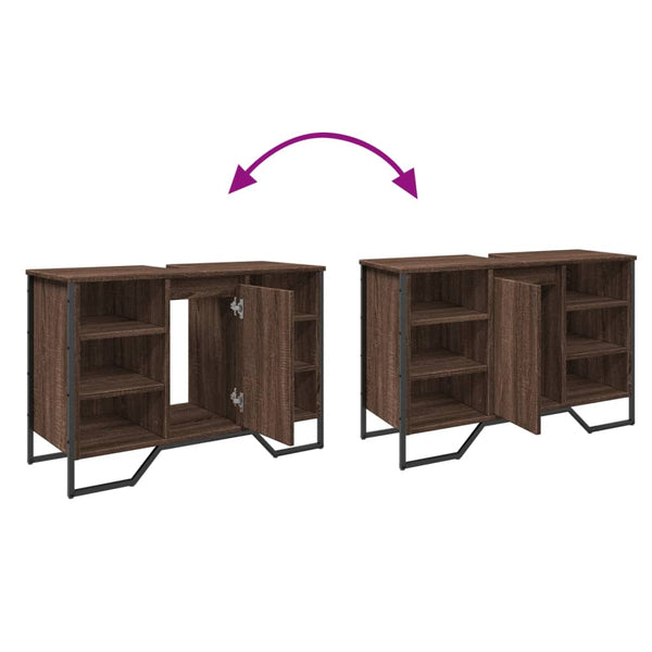 Waschbeckenunterschrank Braun Eichen-Optik 91 cm