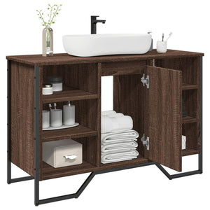 Waschbeckenunterschrank Braun Eichen-Optik 91 cm