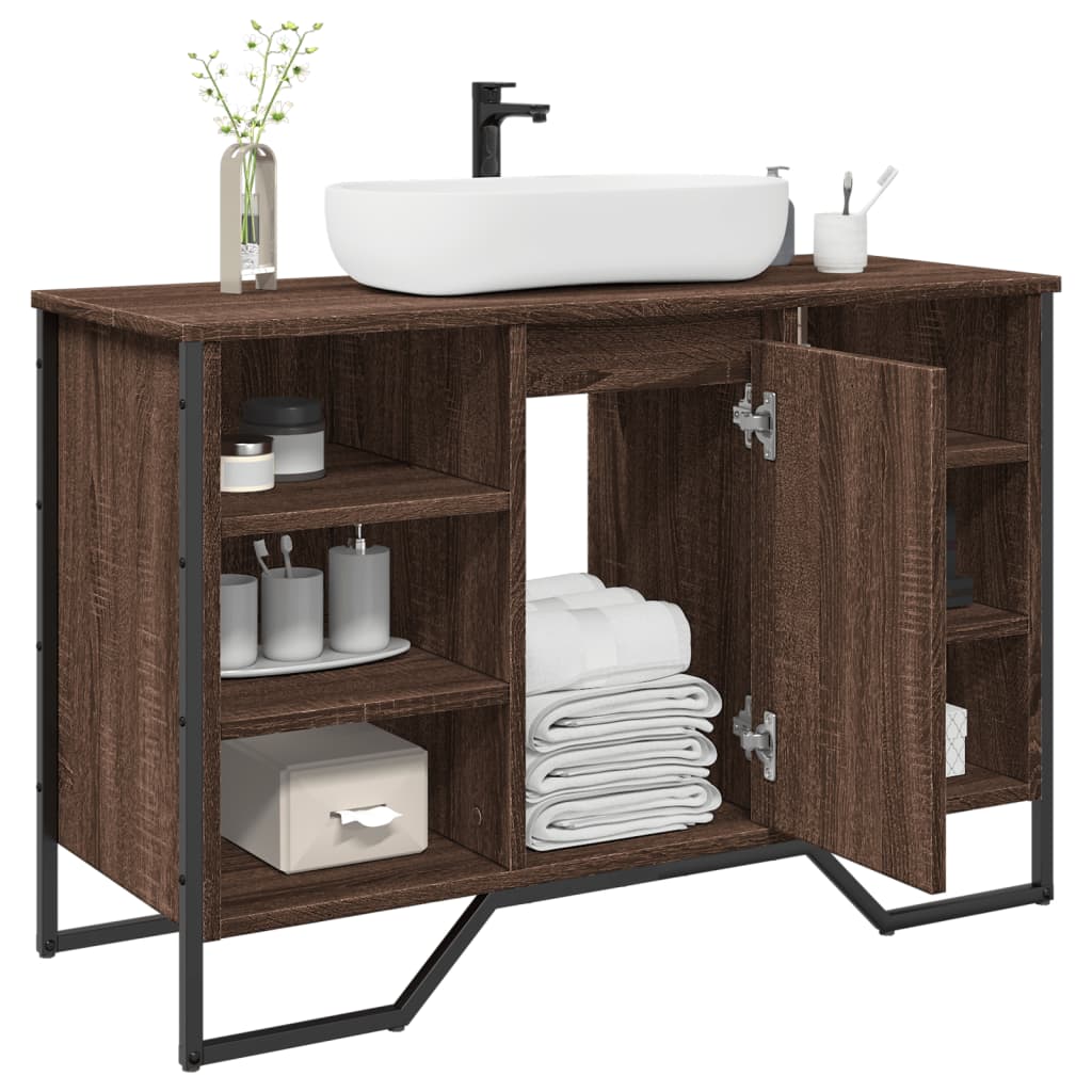 Waschbeckenunterschrank Braun Eichen-Optik 91 cm