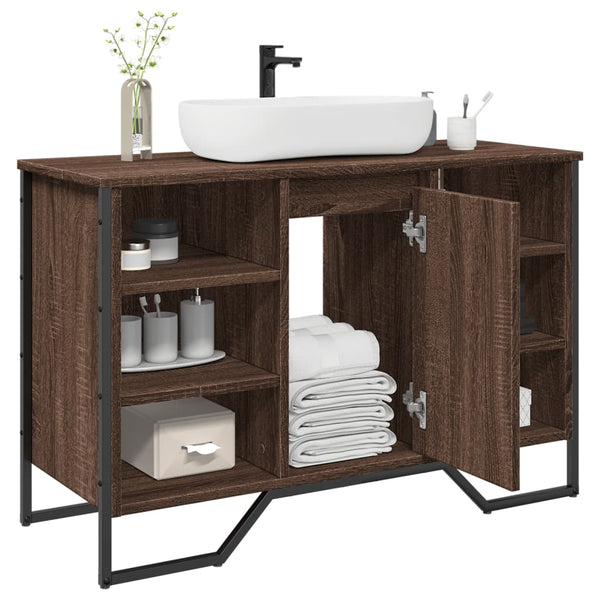 Waschbeckenunterschrank Braun Eichen-Optik 91 cm
