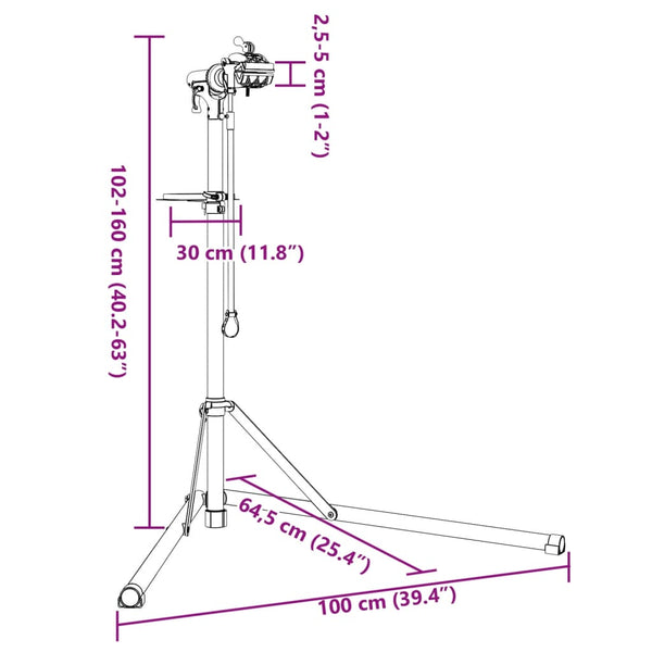 Fahrrad Montageständer Faltbar Aluminium 102-160cm