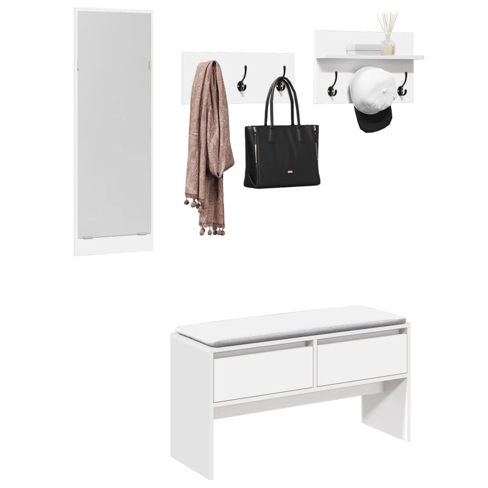 vidaXL 4-Piece Wardrobe Set White Engineered Wood