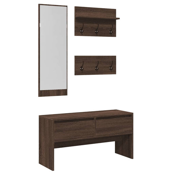 4-tlg. Garderoben-Set Braun Eichen-Optik