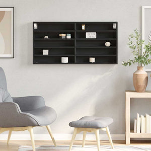 Schwarzer Vitrinenschrank 100x8,5x50 cm