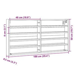 Schwarzer Vitrinenschrank 100x8,5x50 cm