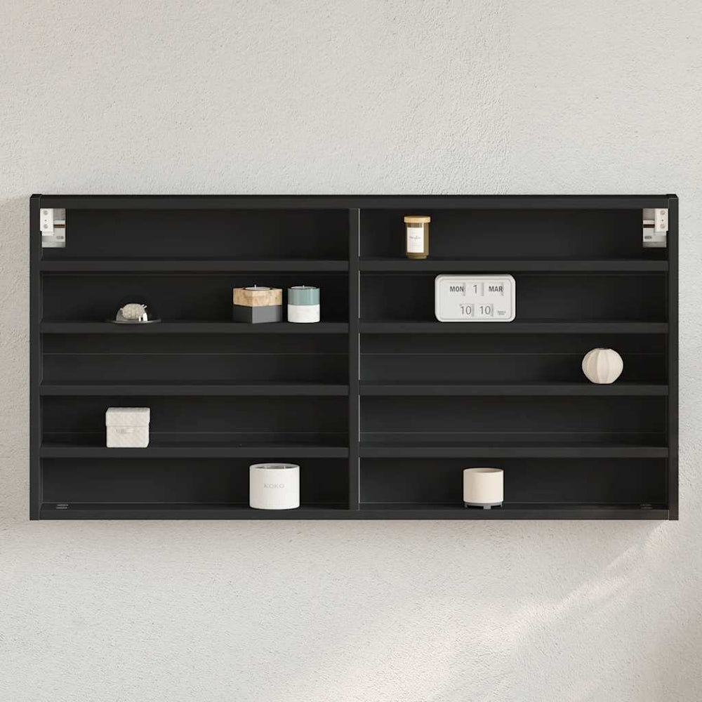 Schwarzer Vitrinenschrank 100x8,5x50 cm
