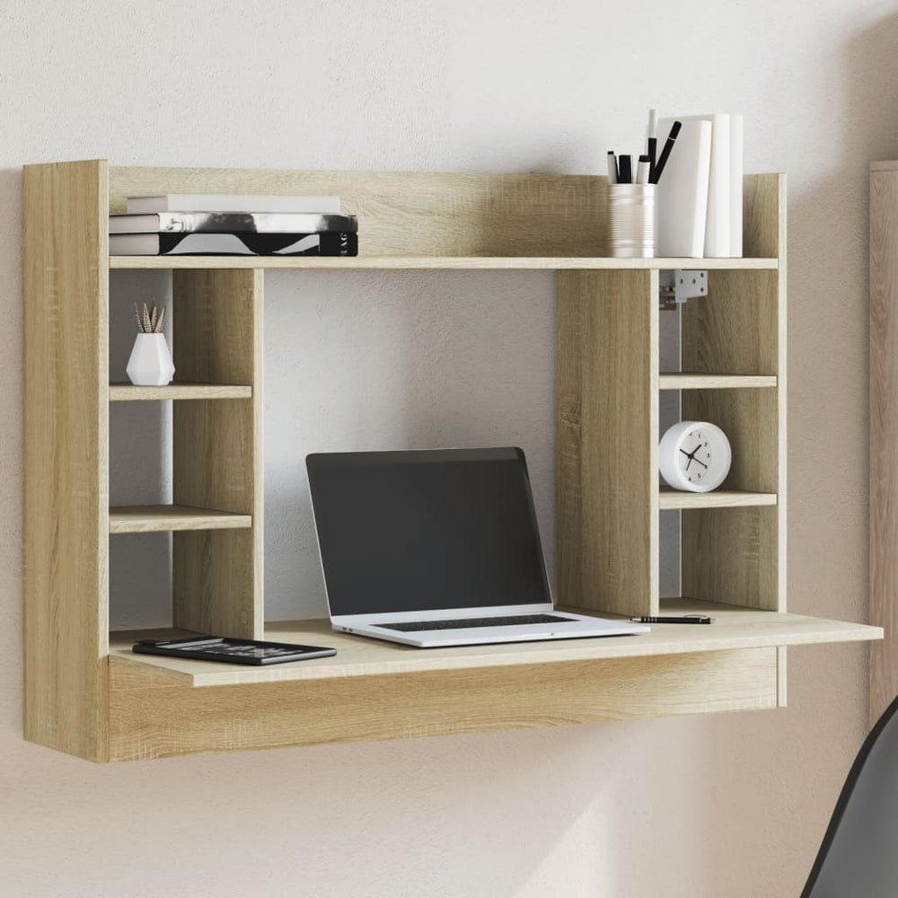 vidaXL Wall Desk Sonoma Oak 105x48x75 cm Engineered Wood