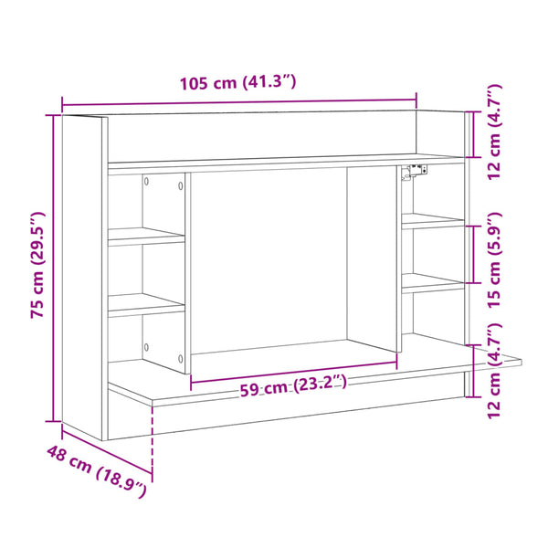 Wand-Schreibtisch Räuchereiche 105 cm