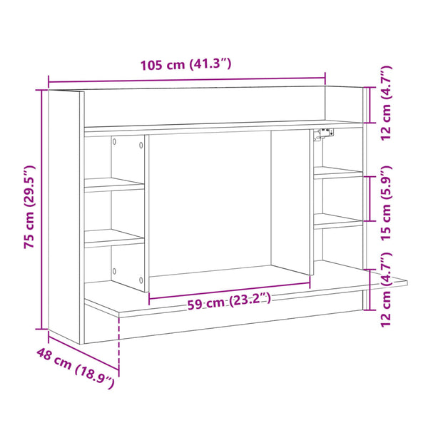 Wand-Schreibtisch Grau Sonoma 105 cm