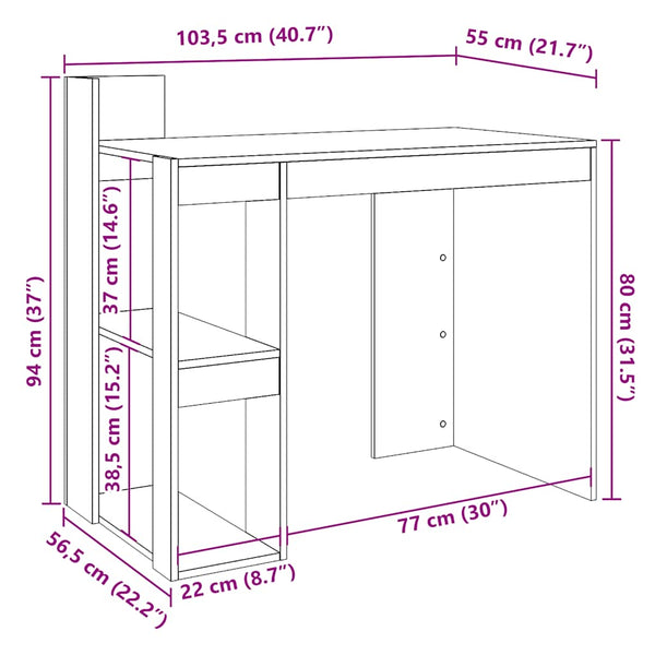 Schwarzer Schreibtisch, Holzwerkstoff, 103,5cm