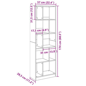 Bücherregal Braun Eichenoptik, 174 cm hoch