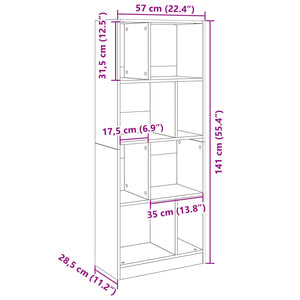 Sonoma Eiche Bücherregal, 141 cm hoch