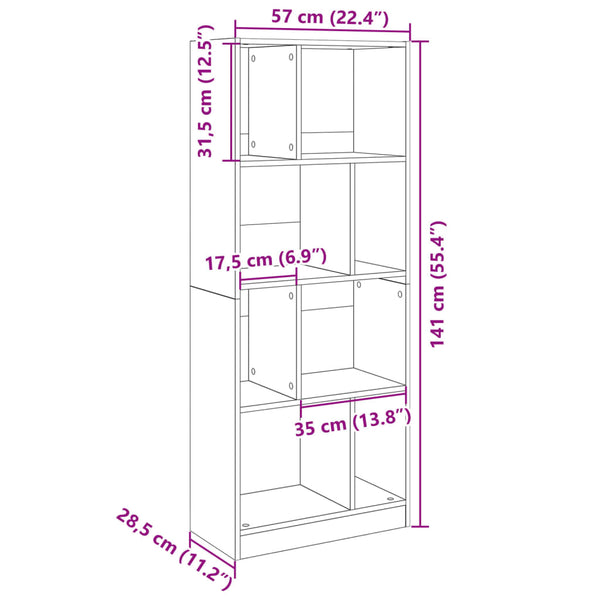 Sonoma Eiche Bücherregal, 141 cm hoch
