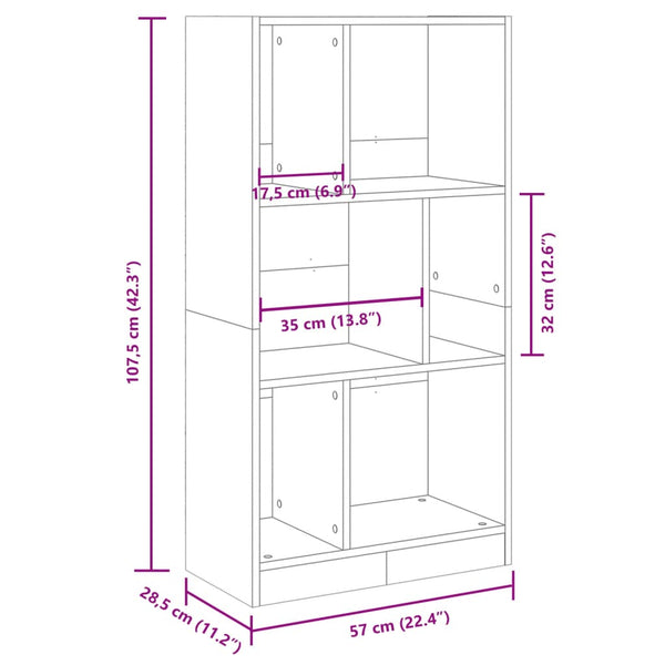 vidaXL Bibliothèque gris béton 57x28,5x107,5 cm bois d'ingénierie