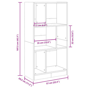 Bücherregal Grau Sonoma 57x28,5x107,5cm