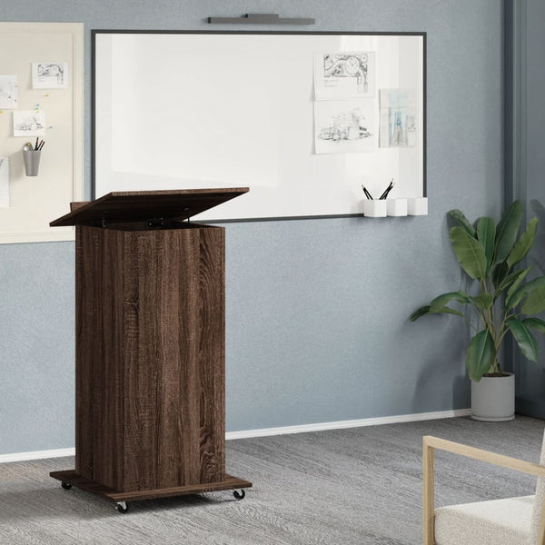 Rednerpult mit Rollen Braun Eiche-Optik